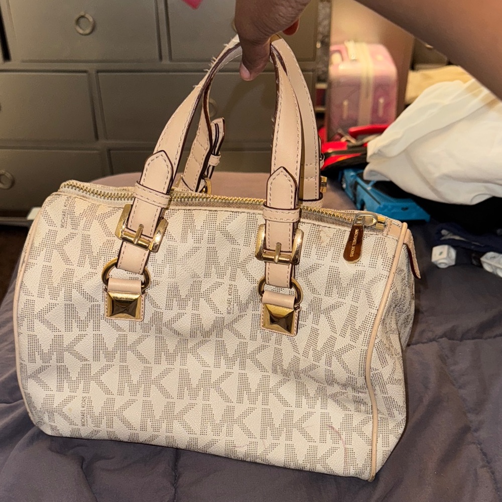 Michael Kors Beige Monogram Satchel